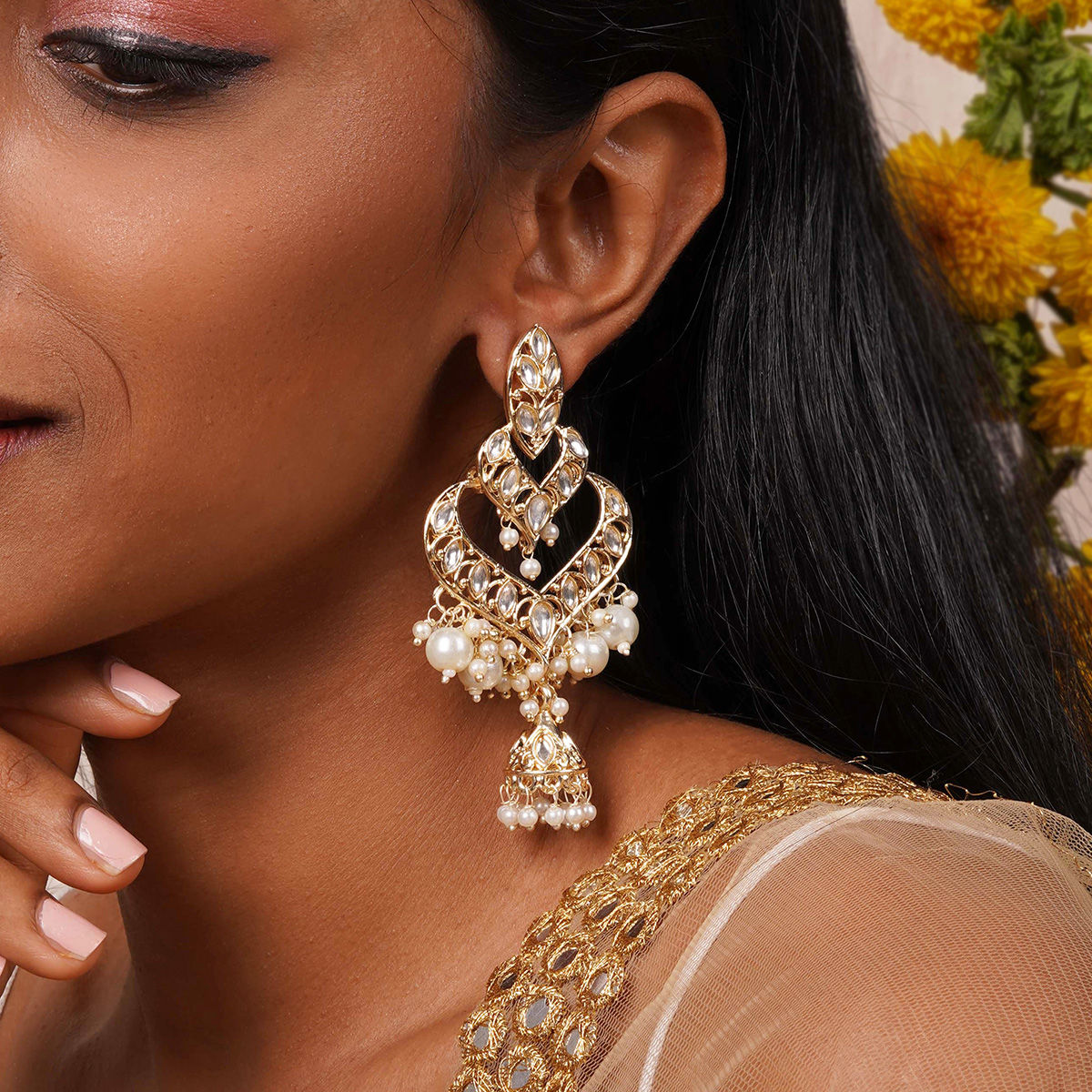 Buy Serene Lotus Earrings in White Enamel Online in India  Zariin