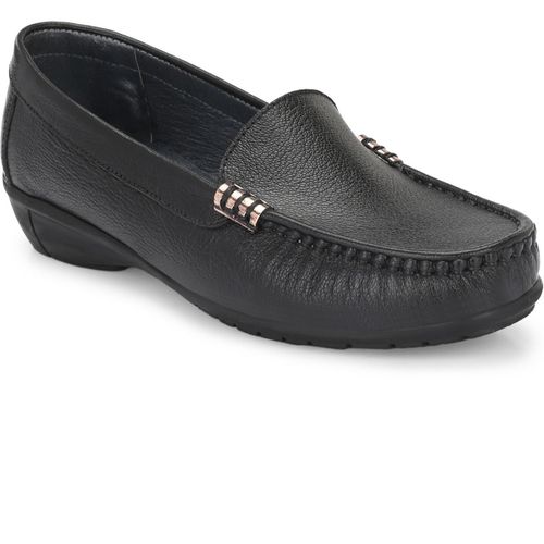 EGOSS Women Lady Boss Premium Genuine Leather Loafers Black (EURO 35)