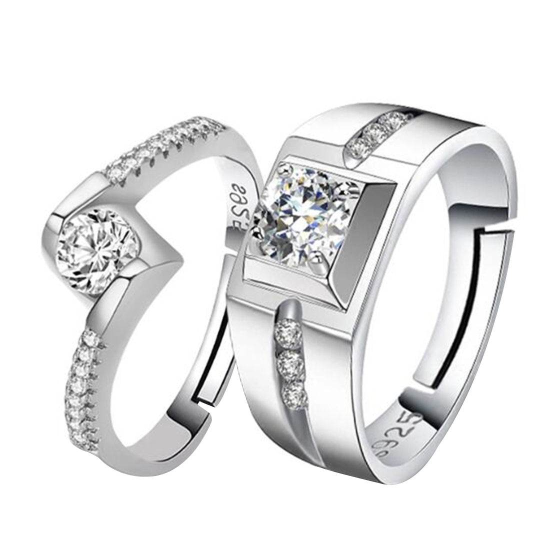 Peora Platinum Plated Solitaire Anniversary Engagement Couple ...
