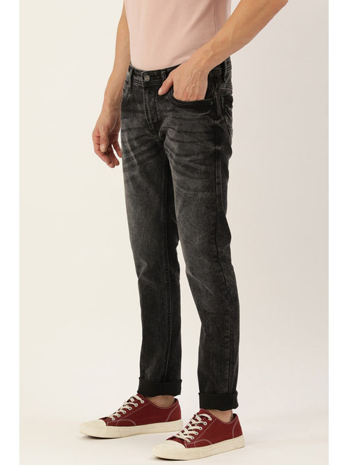 Buy Peter England Men Black Dark Wash Low Skinny Fit Jeans Online