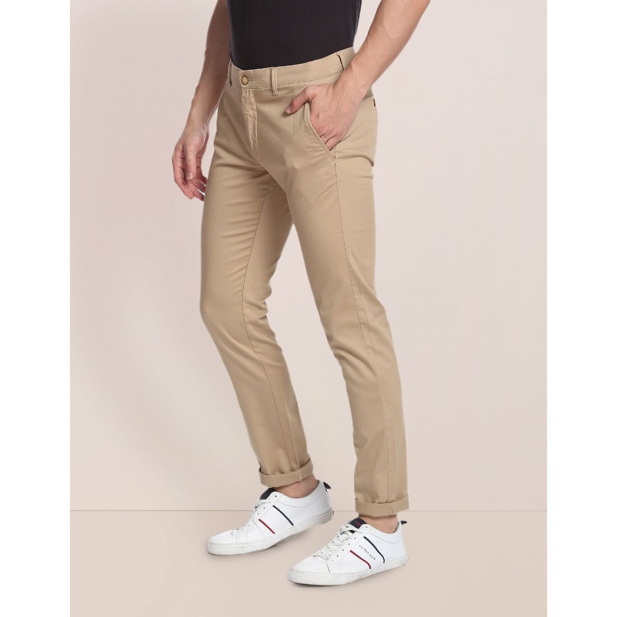 Buy U.S. Polo Assn. Mid Rise Patterned Casual Trousers - NNNOW.com