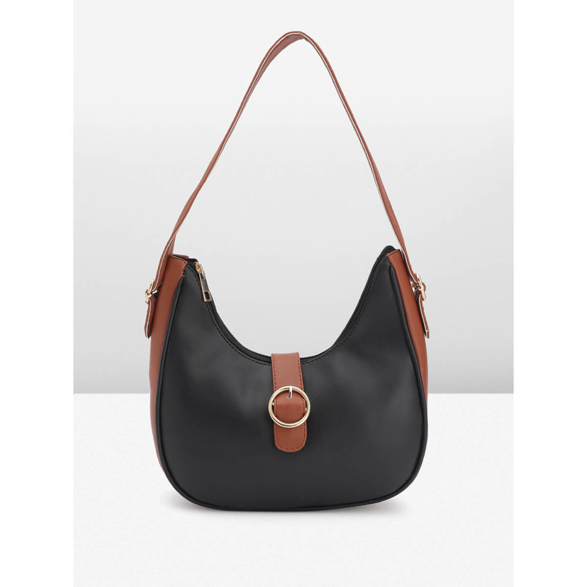 Fabbhue Womens Solid Black Handbag