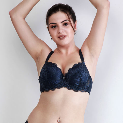 Makclan Flirt With Floral Lace Underwired Full Coverage Bra - Blue (44D)