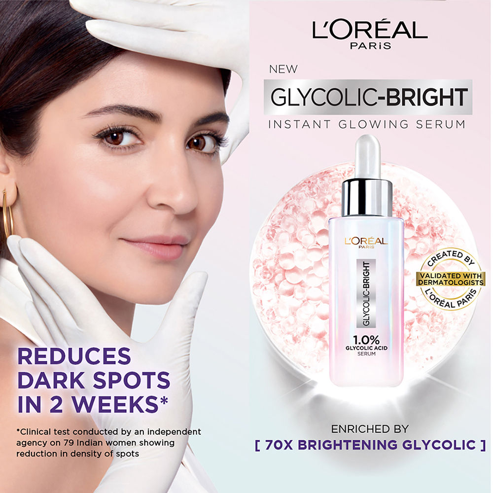 Buy Loreal Paris Glycolic Bright Serum With Glycolic Acid And Niacinamide Reduces Dark Spots Online 7092