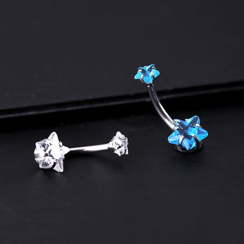 Yellow Chimes Set of Pcs Silver toned Navel Piercing Crystal Belly  Button Rings