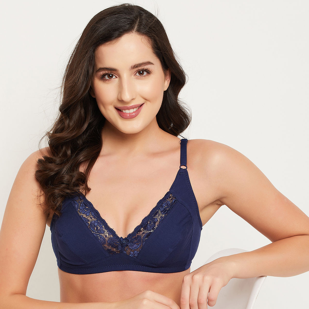 Buy Non-Padded Non-Wired Full Cup Everyday Bra in Royal Blue Melange -  Cotton Online India, Best Prices, COD - Clovia - BR0227Q08