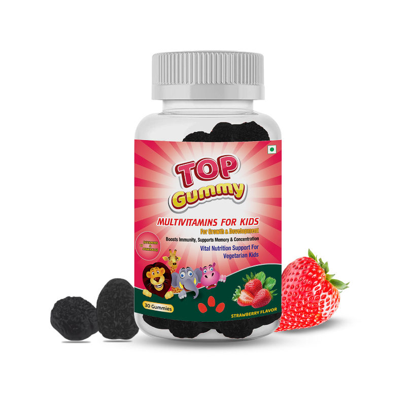 Top Gummy Multivitamins For Kids With 16 Vitamins & Minerals Strawberry Flavor 30 Gummies