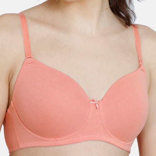Buy Zivame Padded Non Wired 3/4th Coverage T-Shirt Bra - Terra