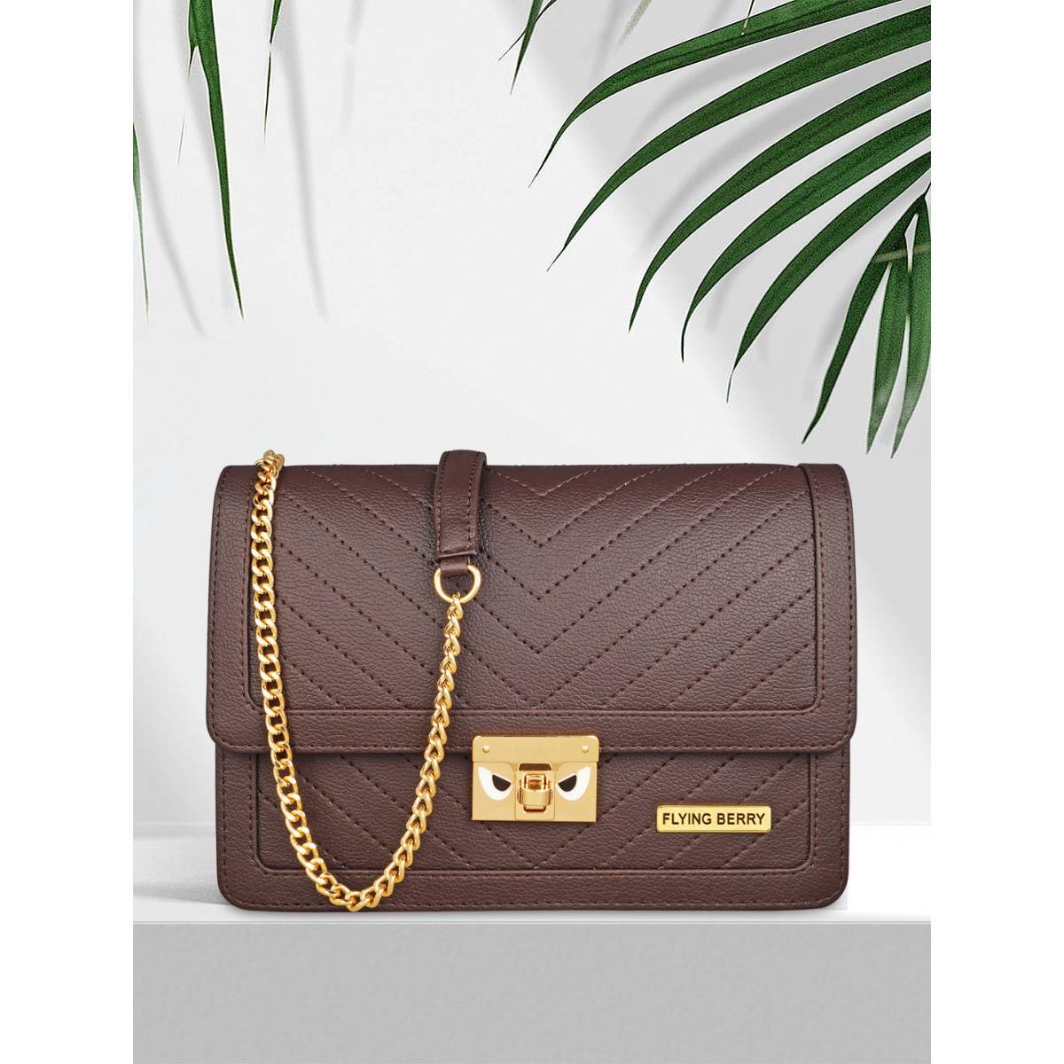FLYING BERRY Womens Brown Sling Bag