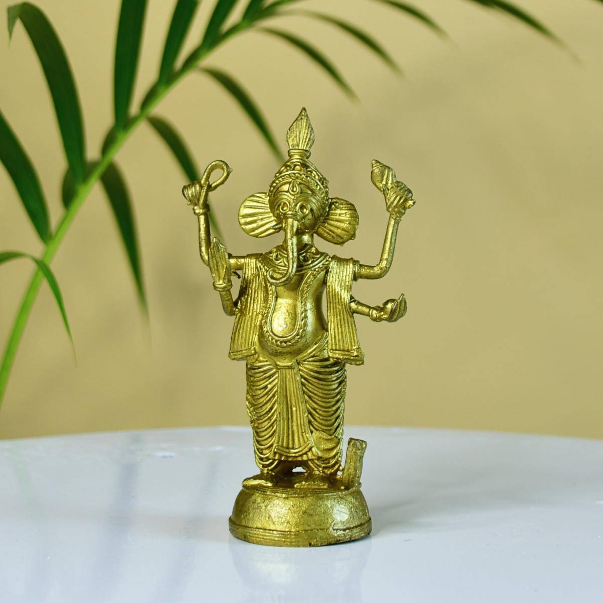SOWPEACE Gold Glittery Ganesh Idol