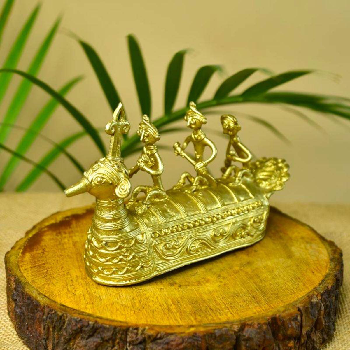 SOWPEACE Gold Premium Brass Dhokra Art Ancient Boat