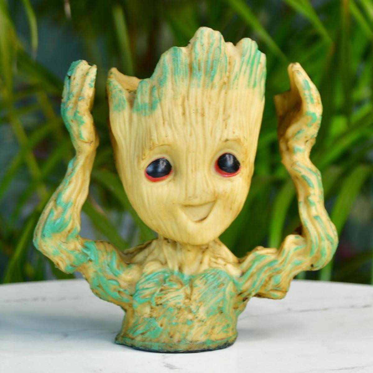 SOWPEACE Green Groot Figurine Planter with Hands Up