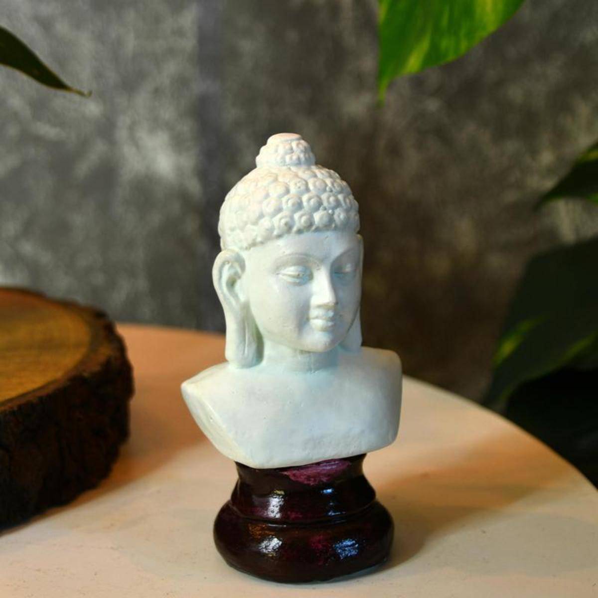 SOWPEACE White Terracotta Buddha's Serene Gaze Sculpture