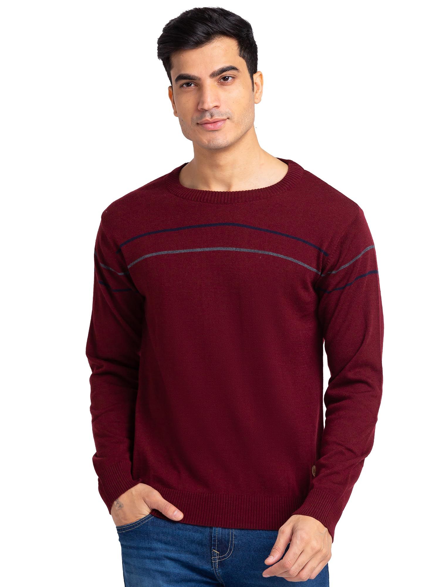 Jeans Maroon Colour Sweater Shop FULL SLEEVE SWEATER MAROON For