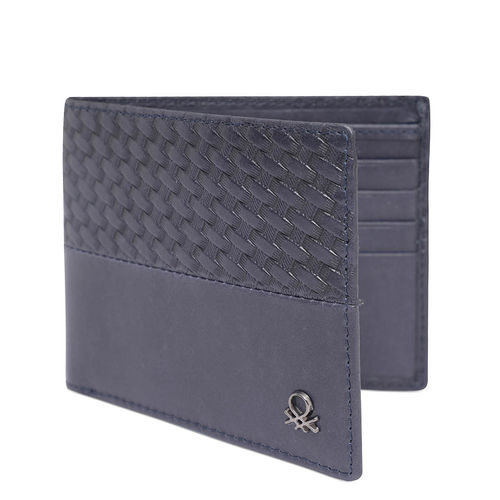 Buy United Colors of Benetton Men Leather Slim fold Wallet Navy