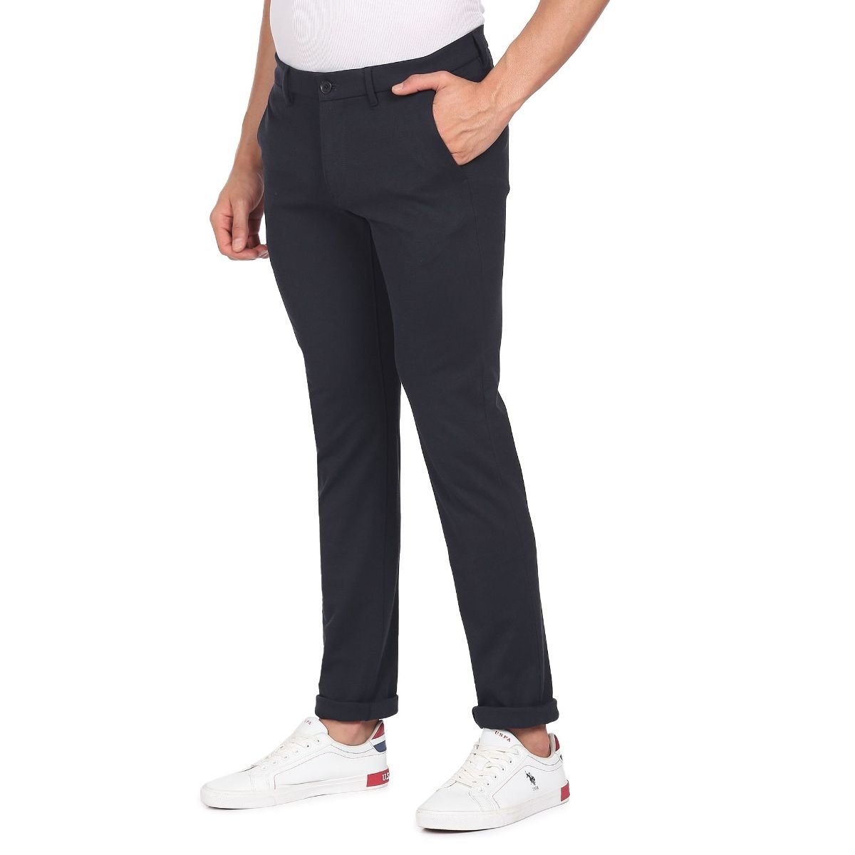 Buy U.S. Polo Assn. Denver Slim Fit Flat Front Casual Trousers - NNNOW.com