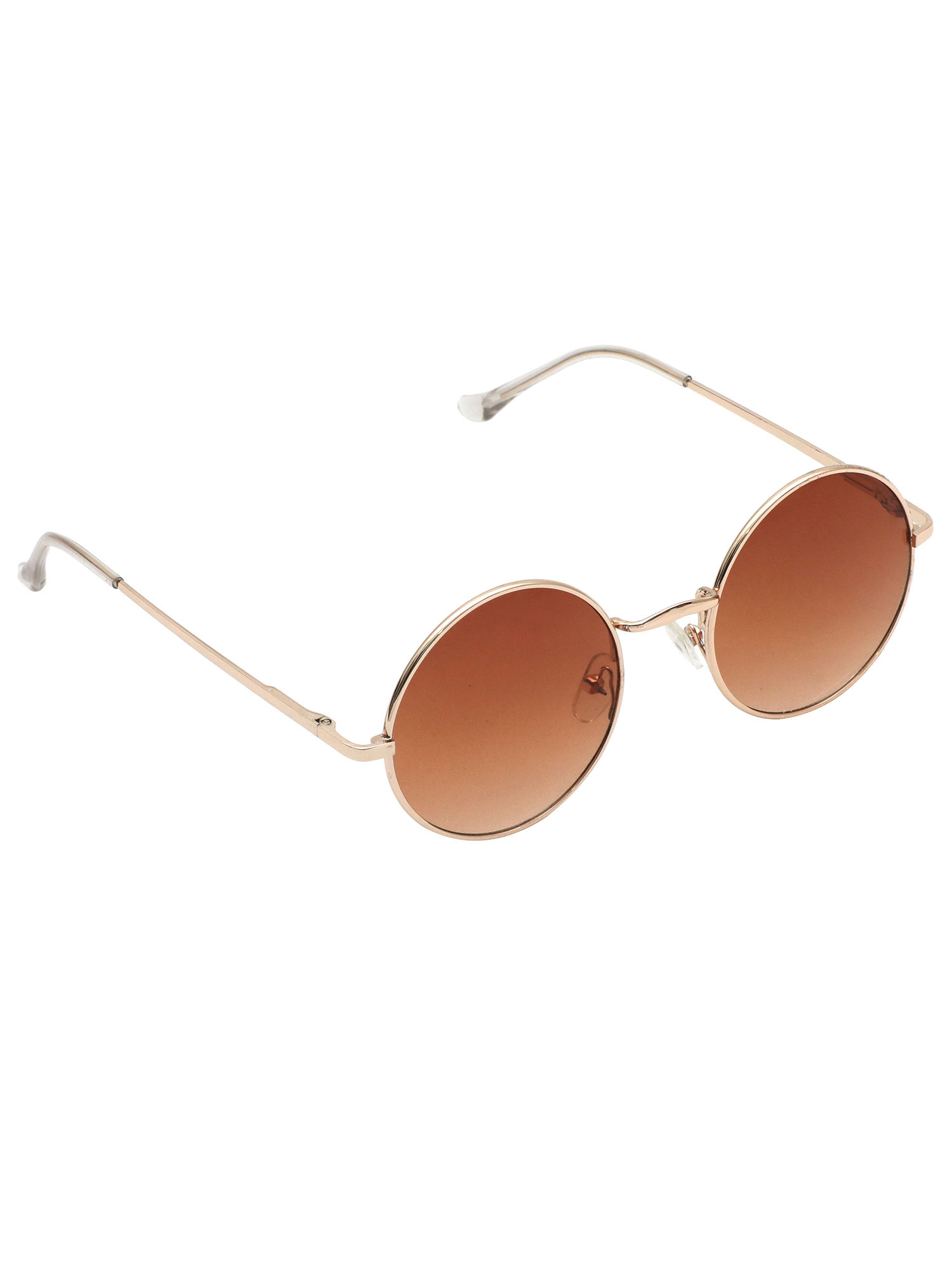 Gold frame brown round hotsell lens sunglasses