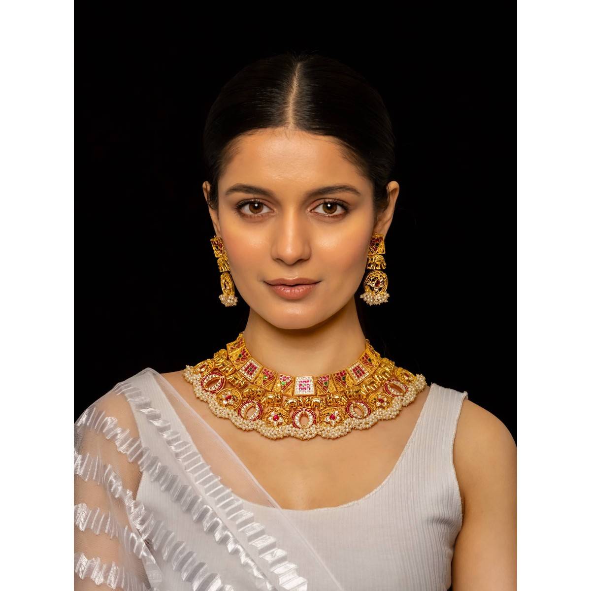 Shlok Jewels Hamsa Necklace & Earring Set
