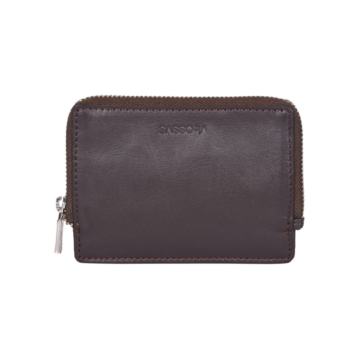 Buy Sassora Premium Leather Zip Closure Unisex Travel Card Holder