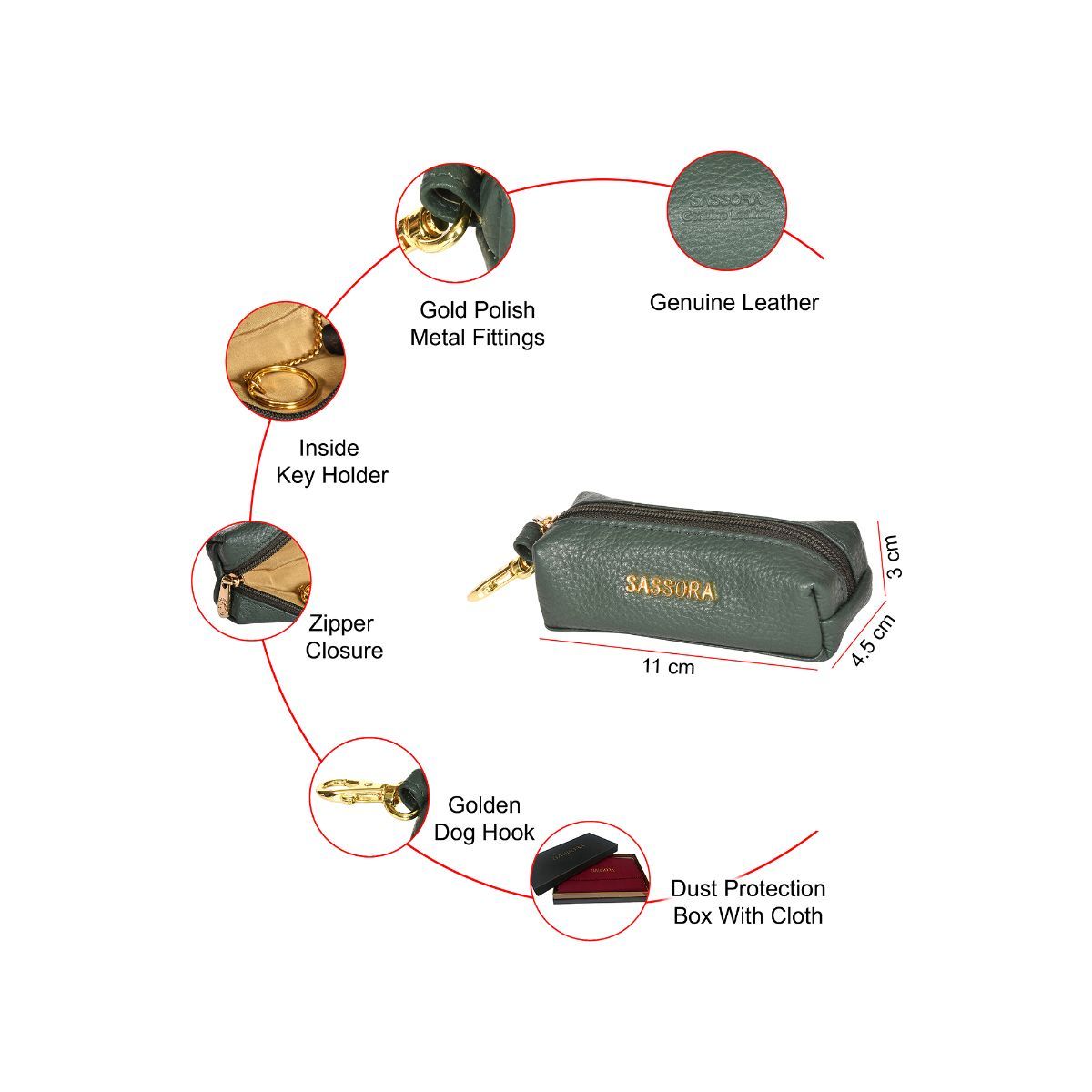 Buy Sassora Premium Leather Unisex Key Pouch for Car and Other