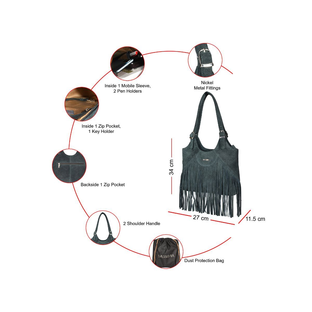 ショルダーバッグ MAISON BOINET FRINGE BAG M MAISON BOINET（メゾンボワネ）の「MAISON BOINET FRINGE RING BAG