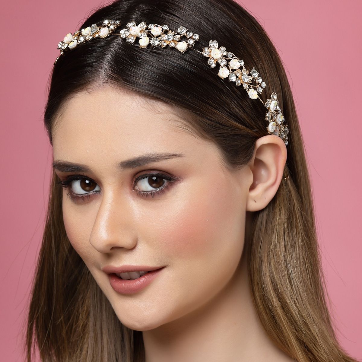 Buy PANASH Women Gold-Plated CZ Stone Floral Shaped Embellished