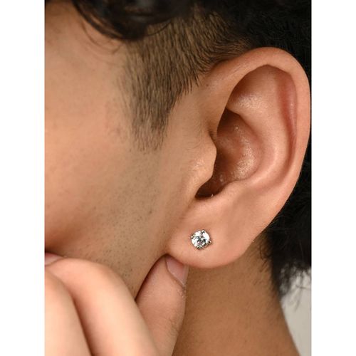 Buy CLARA 925 Sterling Silver Round Solitaire mm Stud Men