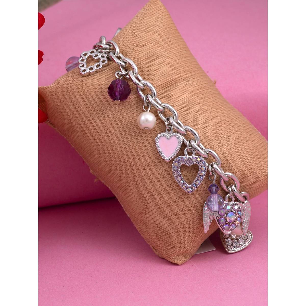 Estele Rhodium Plated Pretty Charm Designer Bracelets For Women