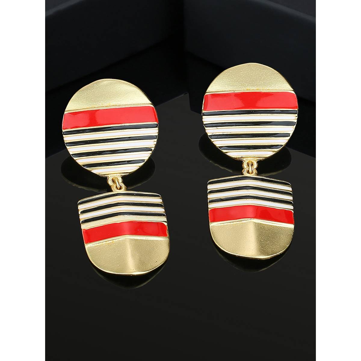 Estele Gold Plated Nautical Red Earrings For Women