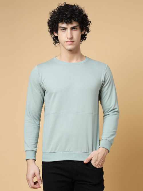 Buy RIGO Men Sea Green Solid Terry Sweatshirt Online