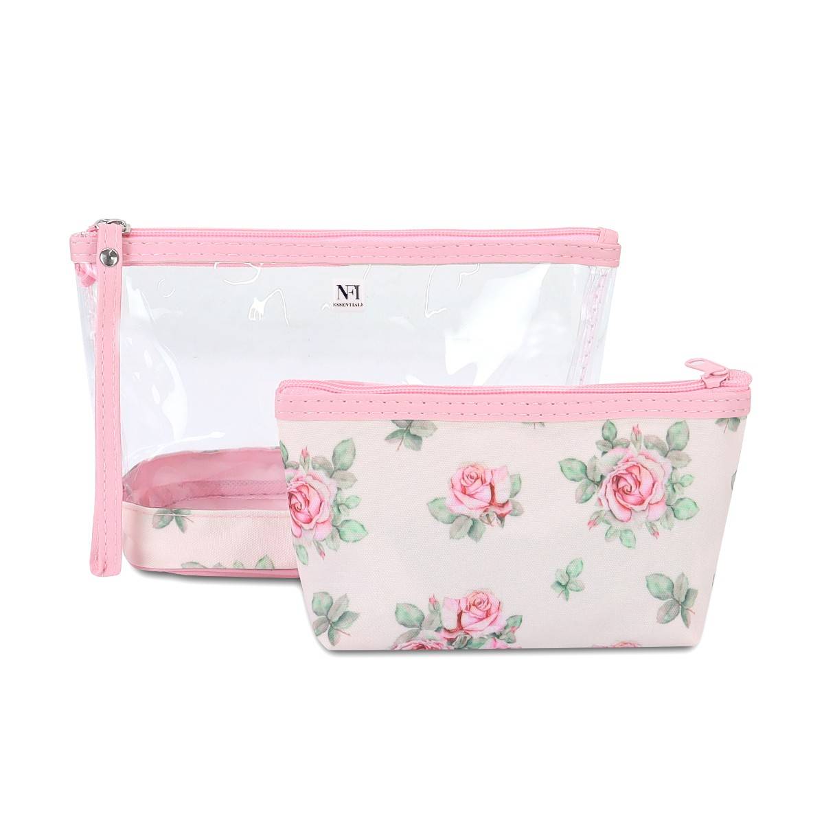NFI Essentials Women's Floral Cosmetic Travel Makeup Pouch (Pack of 2)