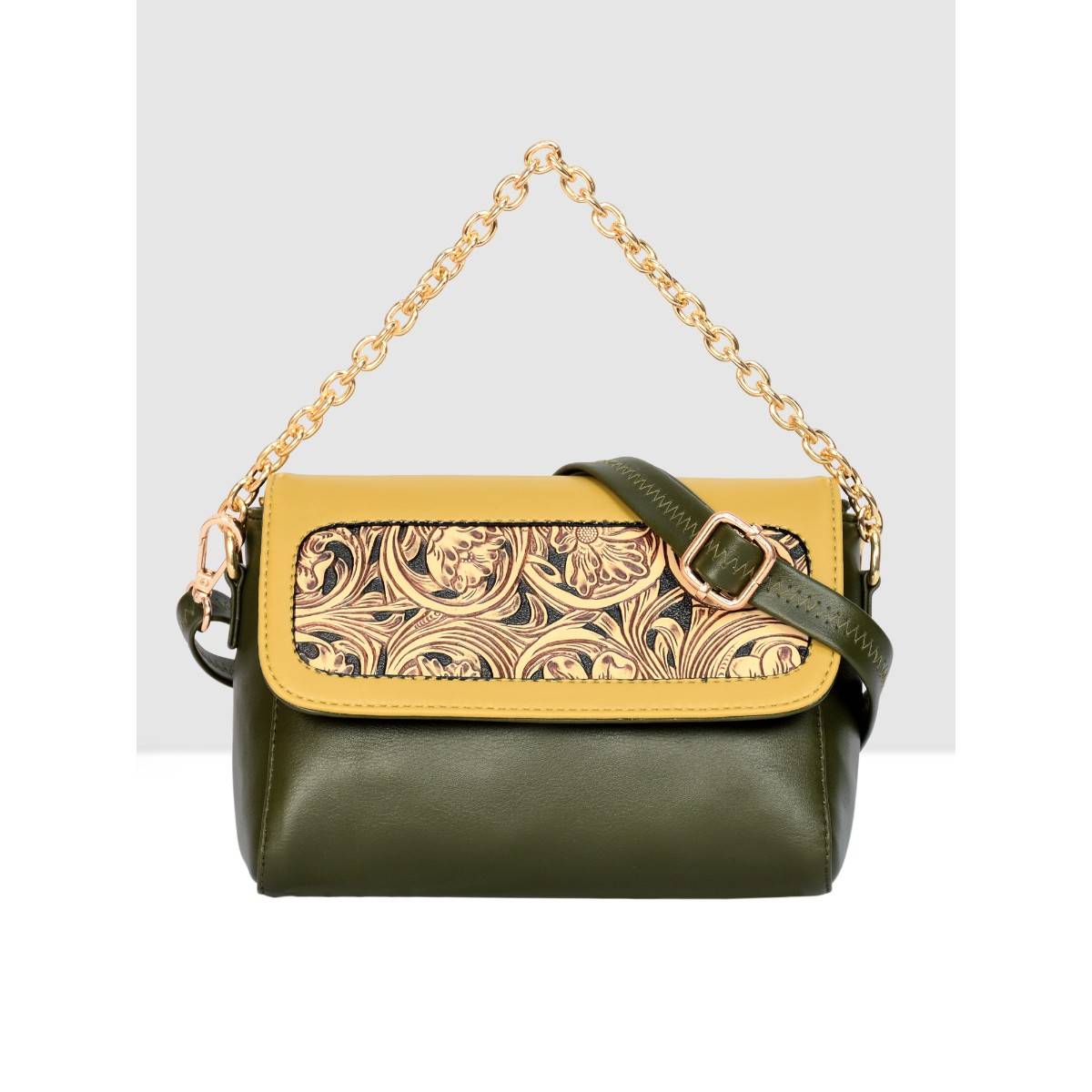ESBEDA Olive Colour Flower Textured Sling Bag for Women
