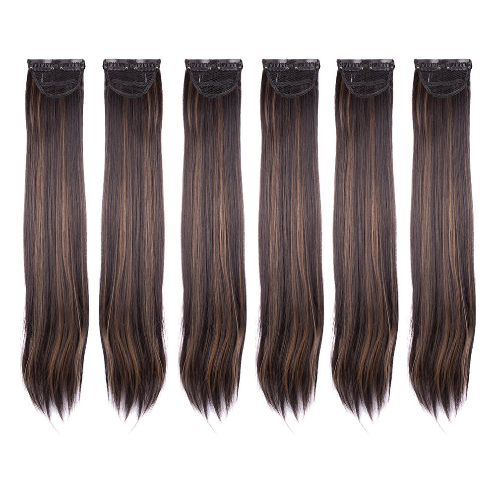 Streak Street Clip-in 24 Straight Dark Brown Side Patches With Golden  Highlights (6pcs Set): Buy Streak Street Clip-in 24 Straight Dark Brown  Side Patches With Golden Highlights (6pcs Set) Online at Best