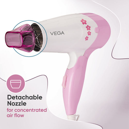 Vega Insta Glam Foldable 1000 Watts Hair Dryer With Heat/Speed Settings  VHDH 20