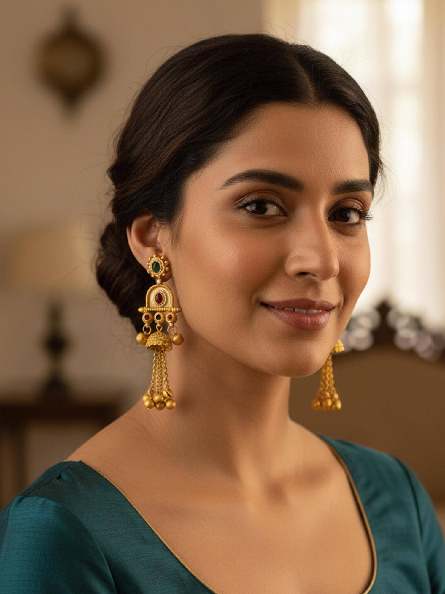 PANASH Multi-Color Geometric Dangler Earrings