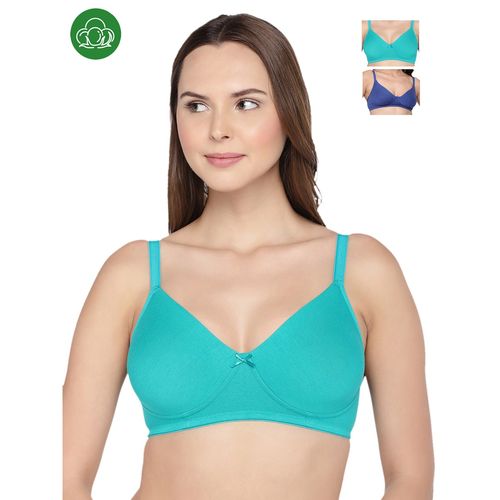 Buy Inner Sense Organic Cotton Antimicrobial Seamless Everyday Bra -Pack Of  3 -Blue Online