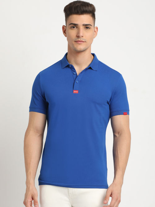 Buy THE BEAR HOUSE Men Royal Blue Solid Slim Fit Polo Collar T