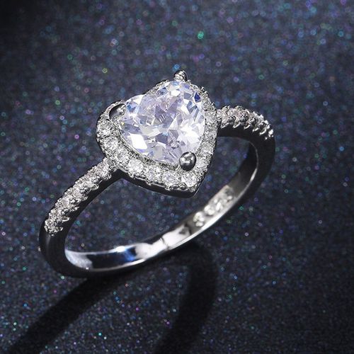 Niscka Heart Shape Solitaire American Diamond Silver Proposal Ring (6)