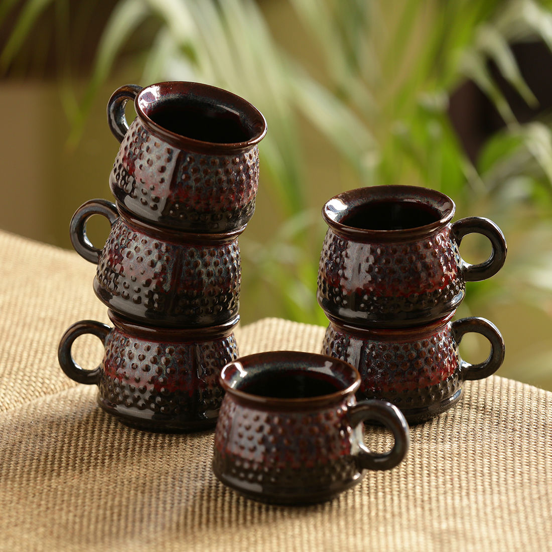 Buy ExclusiveLane Dimples of Crimson' Hand Galzed Studio Pottery