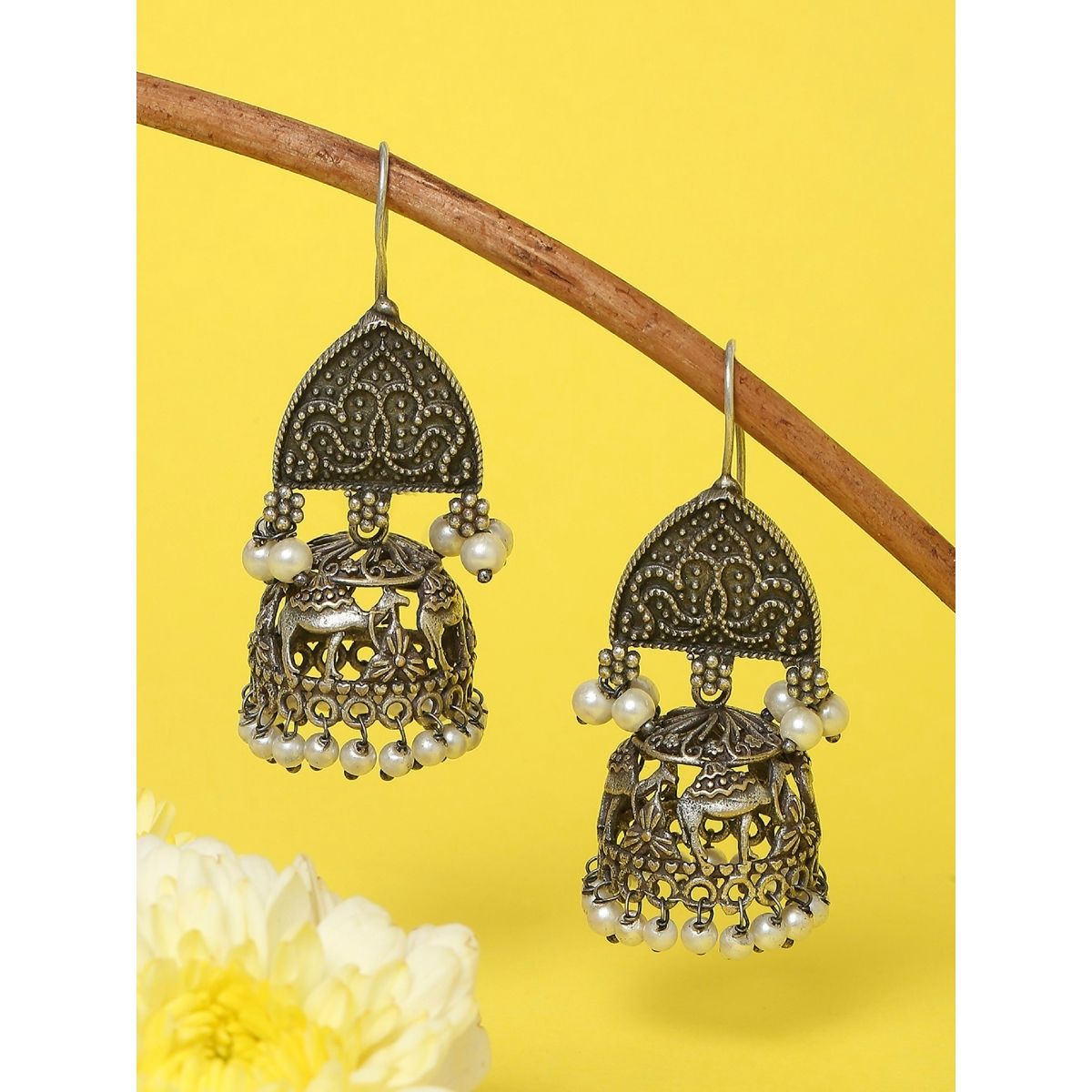 Buy online Beige Silver Plated Jhumka Earring from fashion jewellery for  Women by Glamoura for 439 at 56 off  2023 Limeroadcom