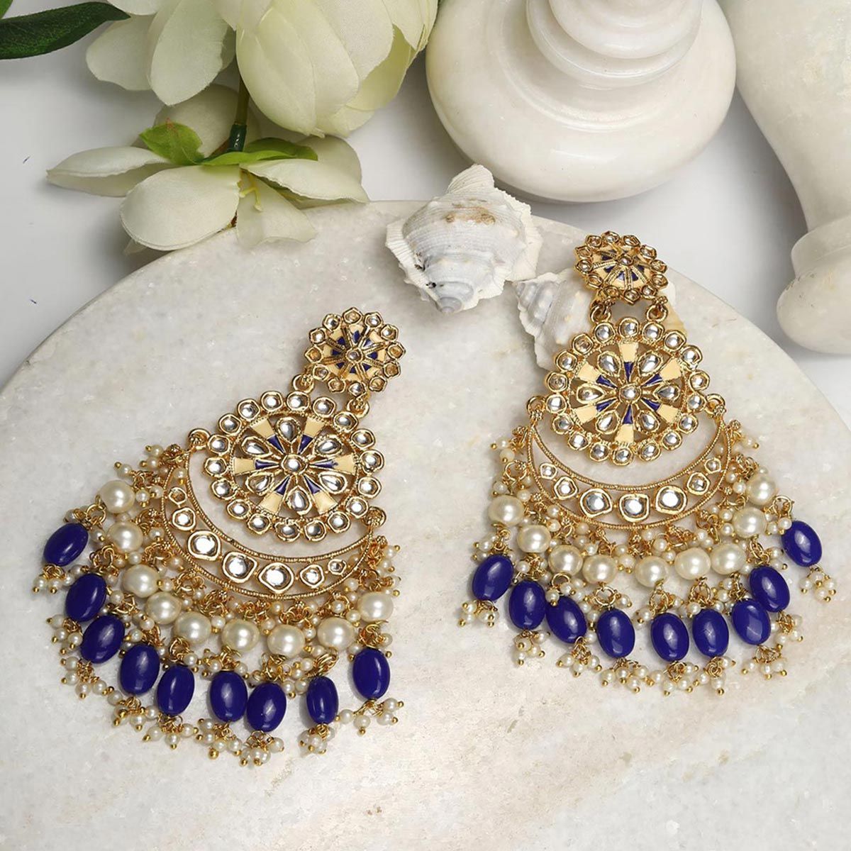 Buy Exclusive Designer Pink And Gold Chandbali Earrings Online Collection  Online From Surat Wholesale Shop.