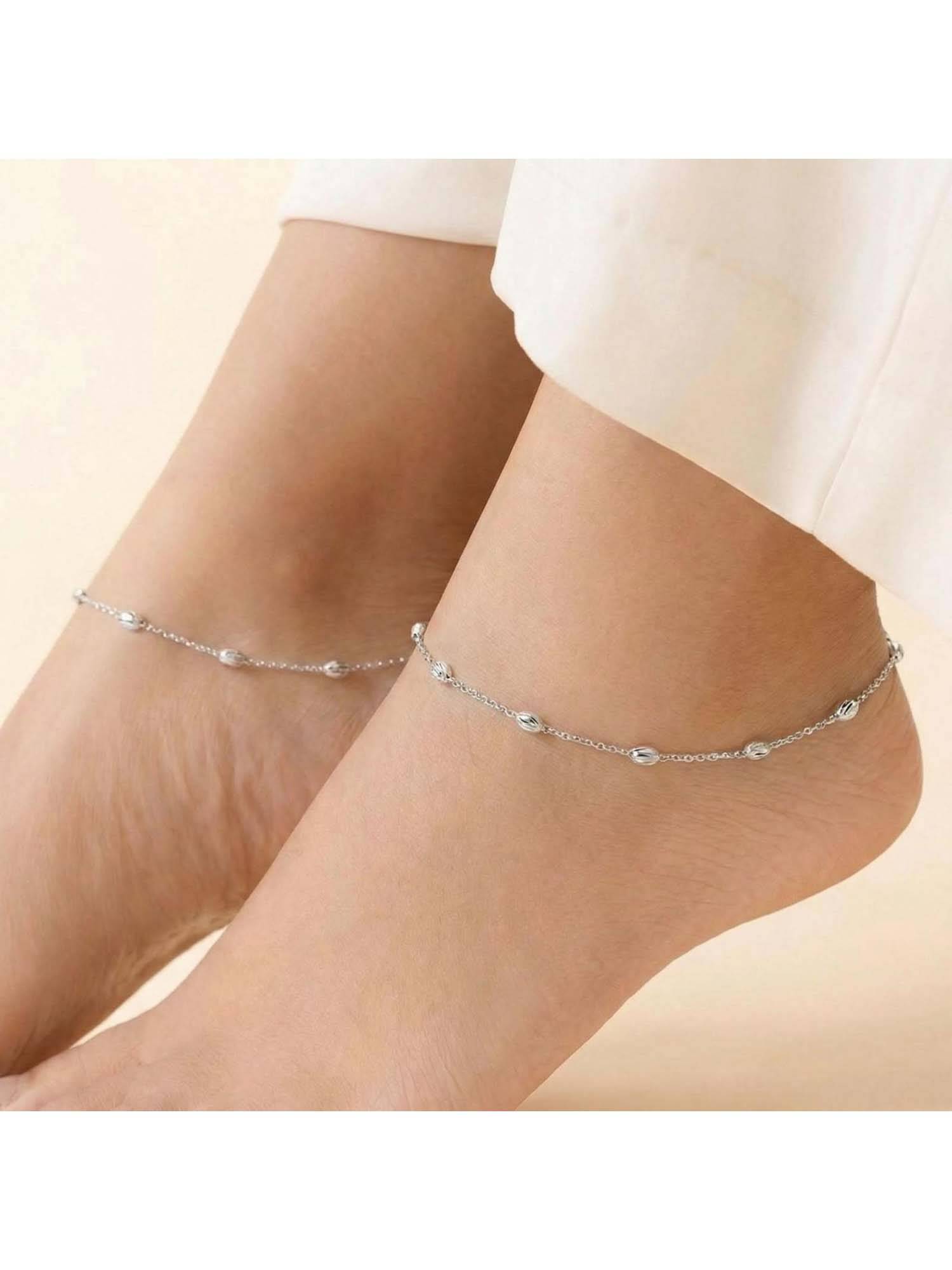 Zavya Silver Sterling Silver Jewellery Anklets (Pack of 2)