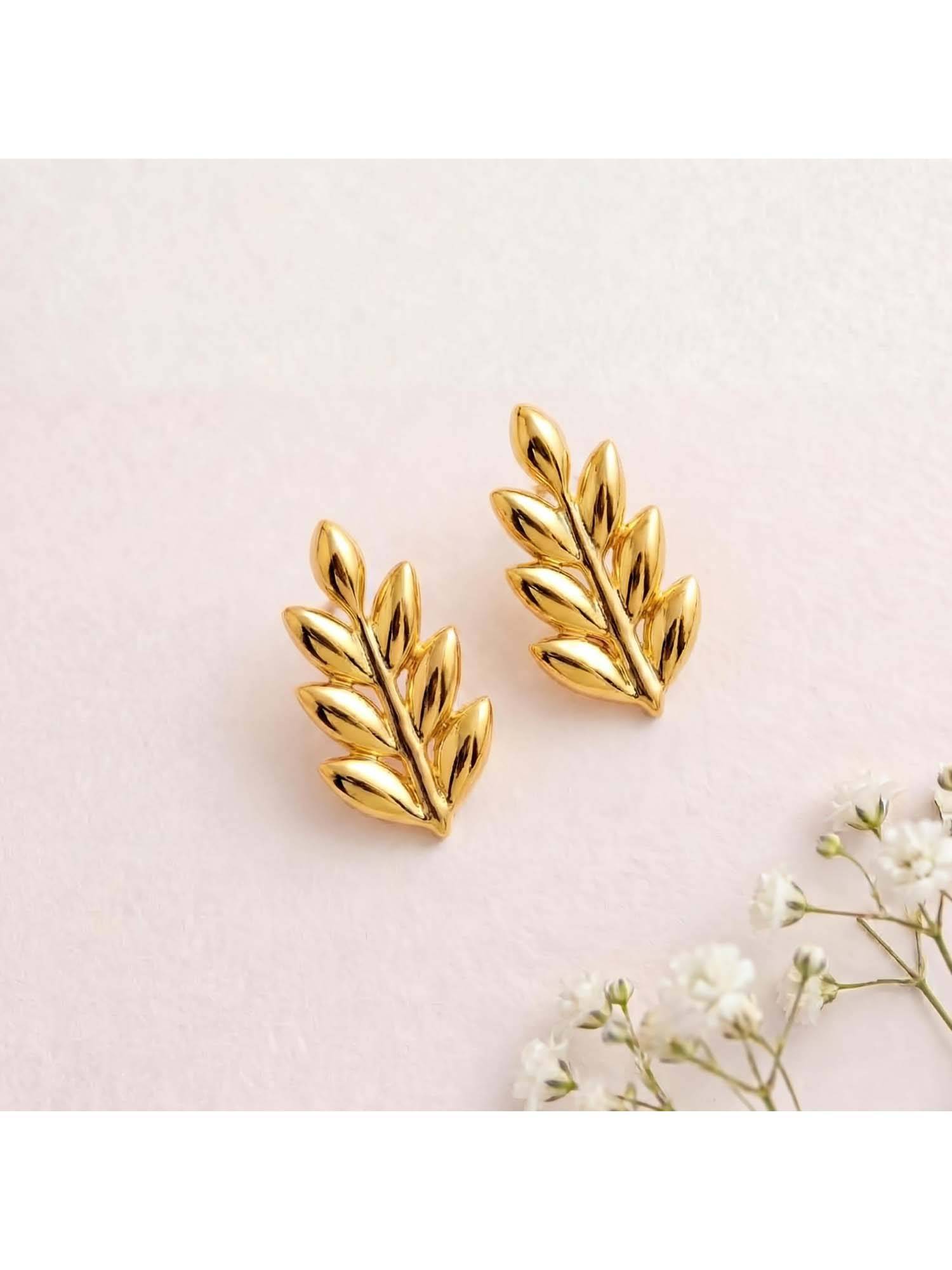 Zavya Gold Sterling Silver Statement Pair Of Earrings