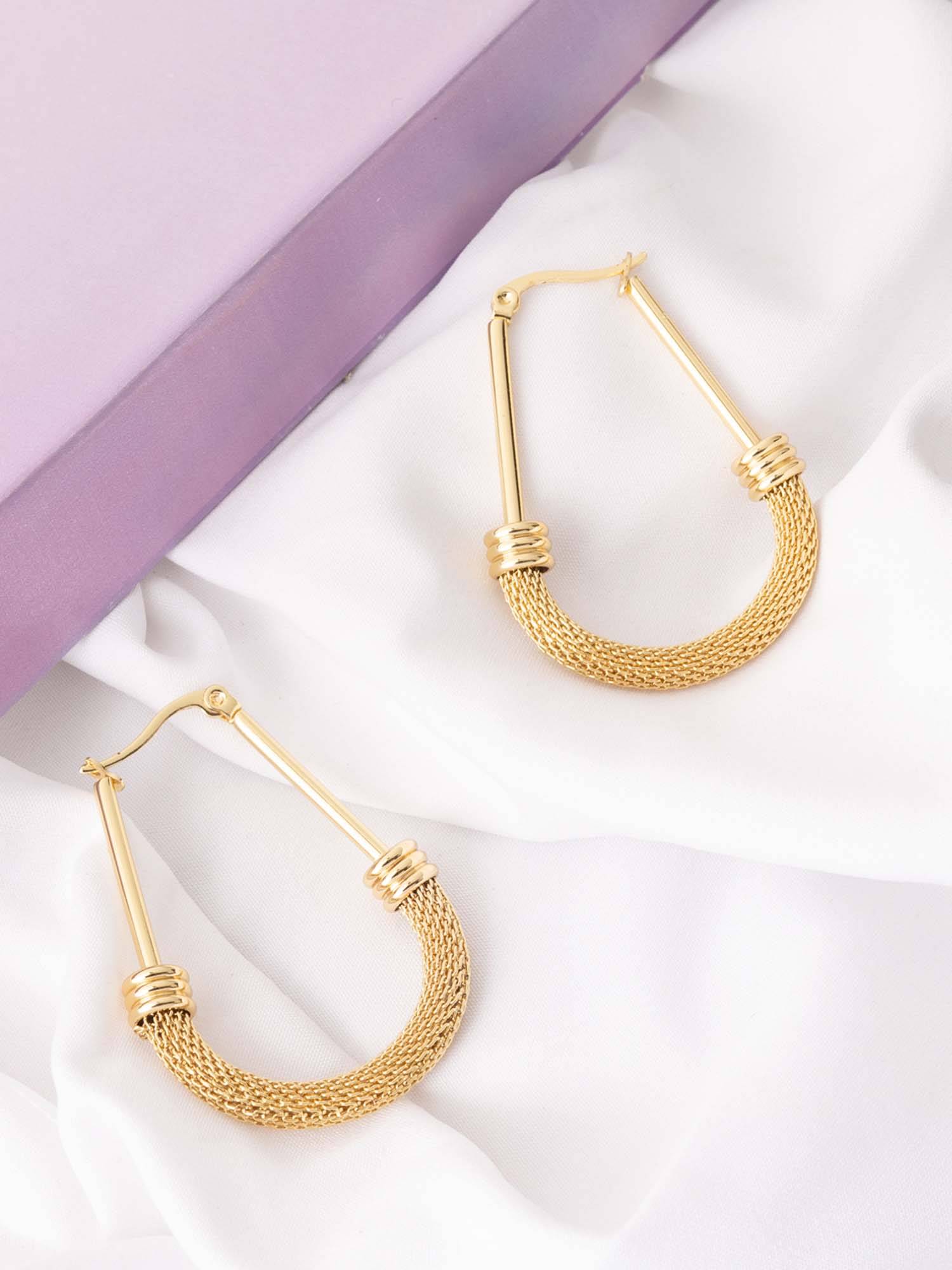 Vogue Panash Gold Brass Statement Pair Of Earrings