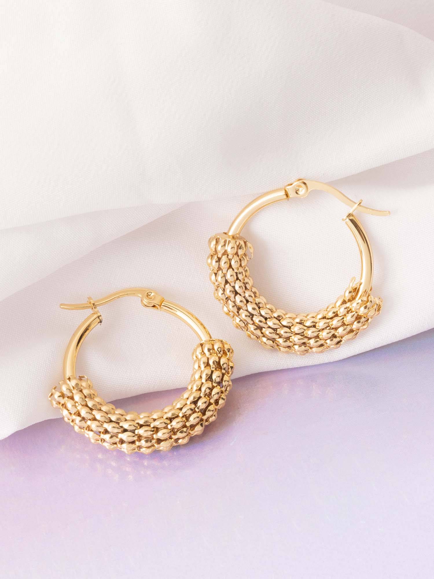 Vogue Panash Gold Brass Statement Pair Of Earrings