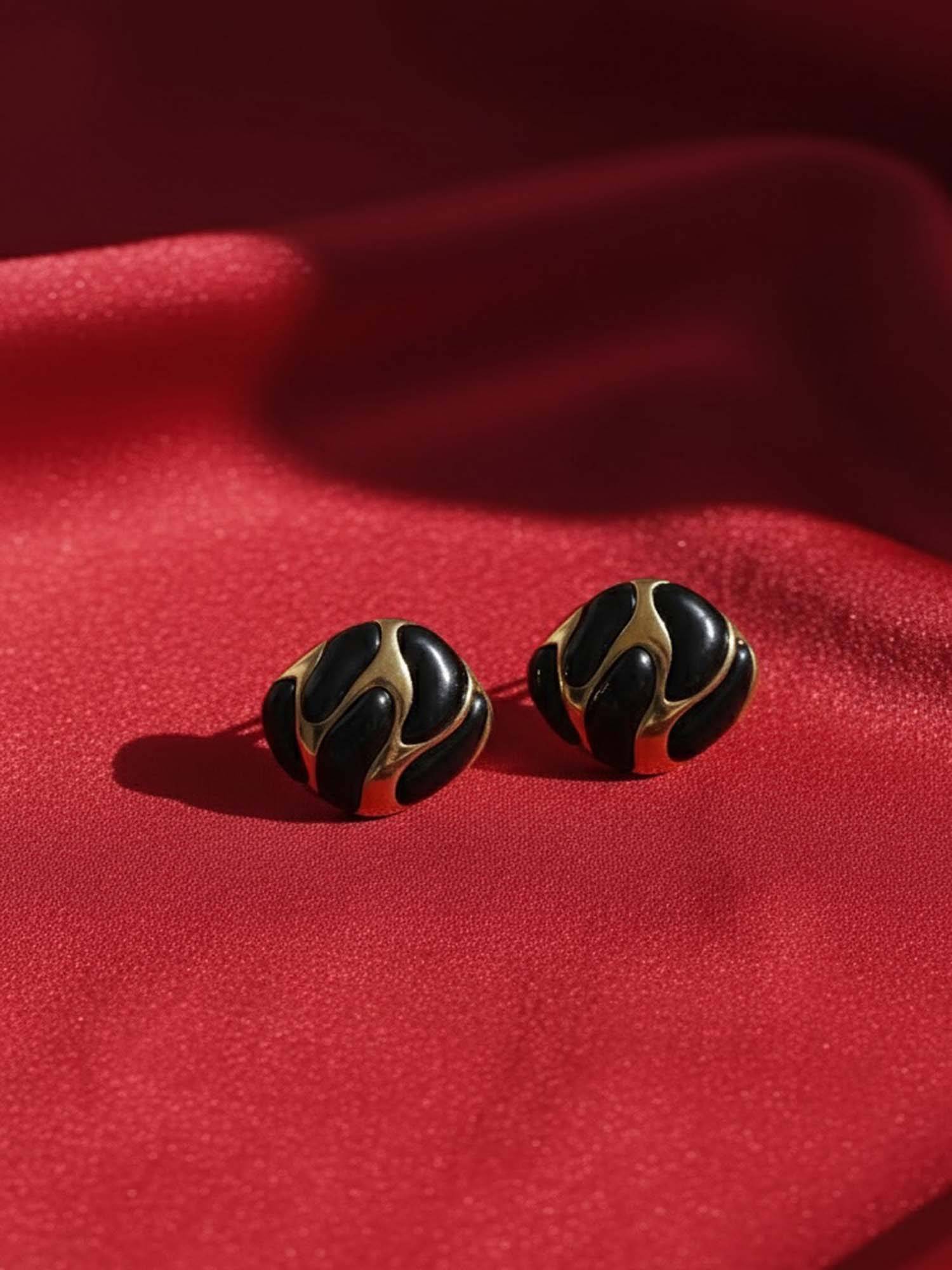 Vogue Panash Black Brass Statement Pair Of Earrings
