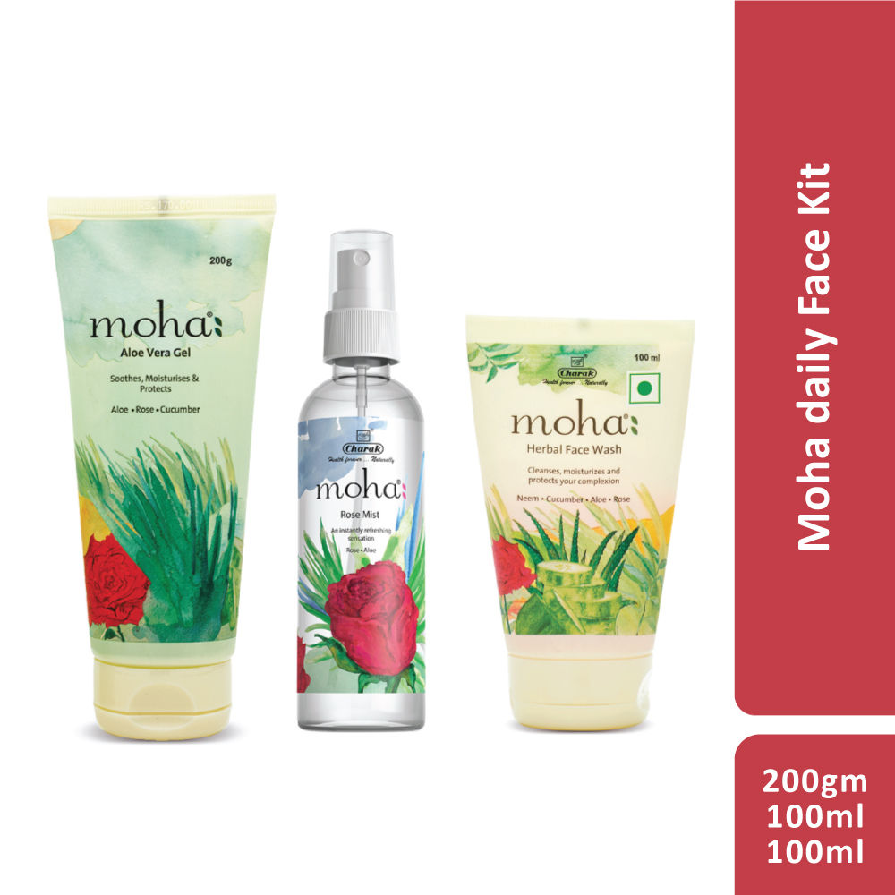 Moha Daily Face Kit Rose Mist + Aloe Vera Gel + Face Wash Buy Moha