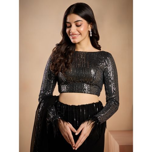 Buy Gajra Gang Glitterati Black Sequin and Feather Detailed