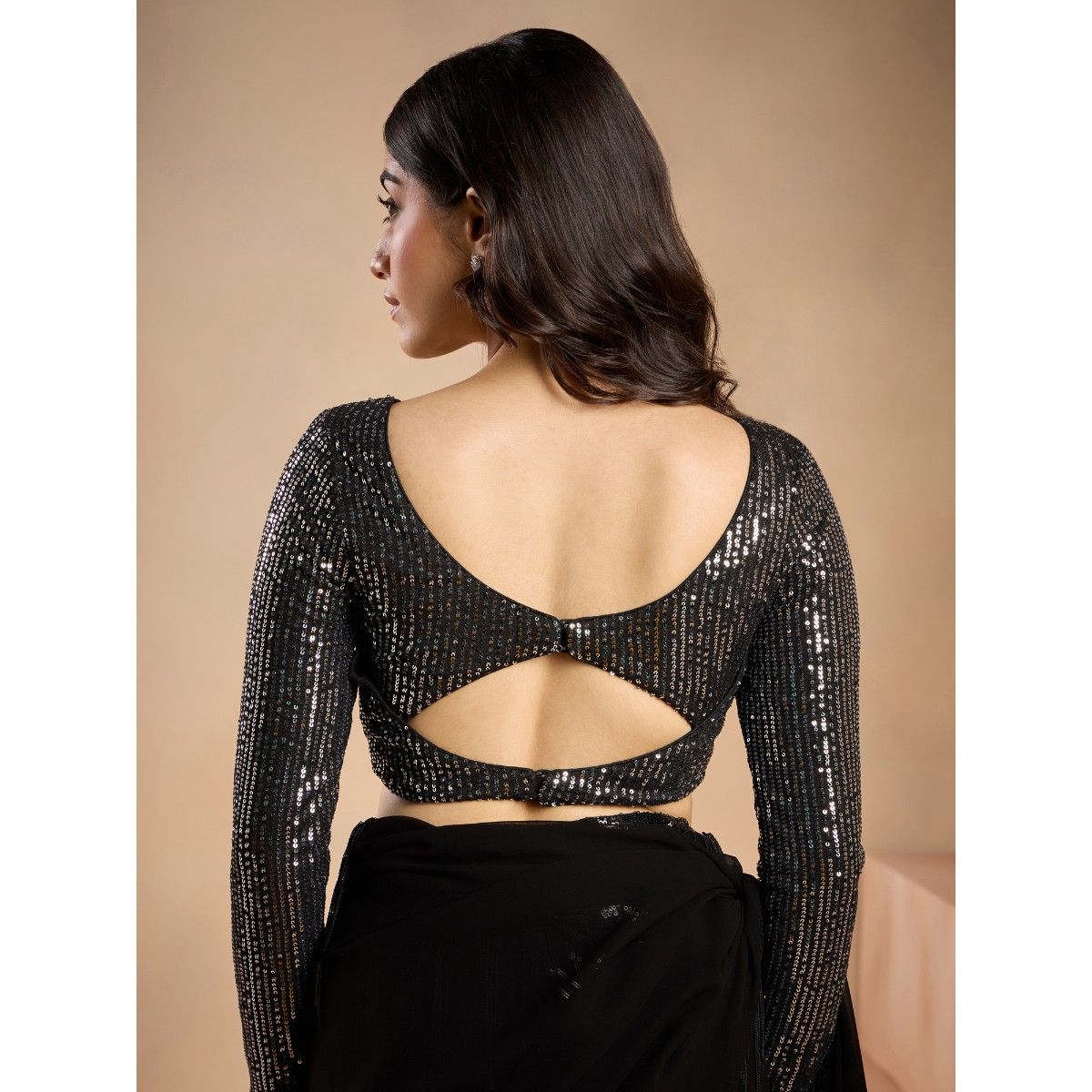 Buy Gajra Gang Glitterati Black Sequin and Feather Detailed Sleeves Blouse  GGBL27 Online