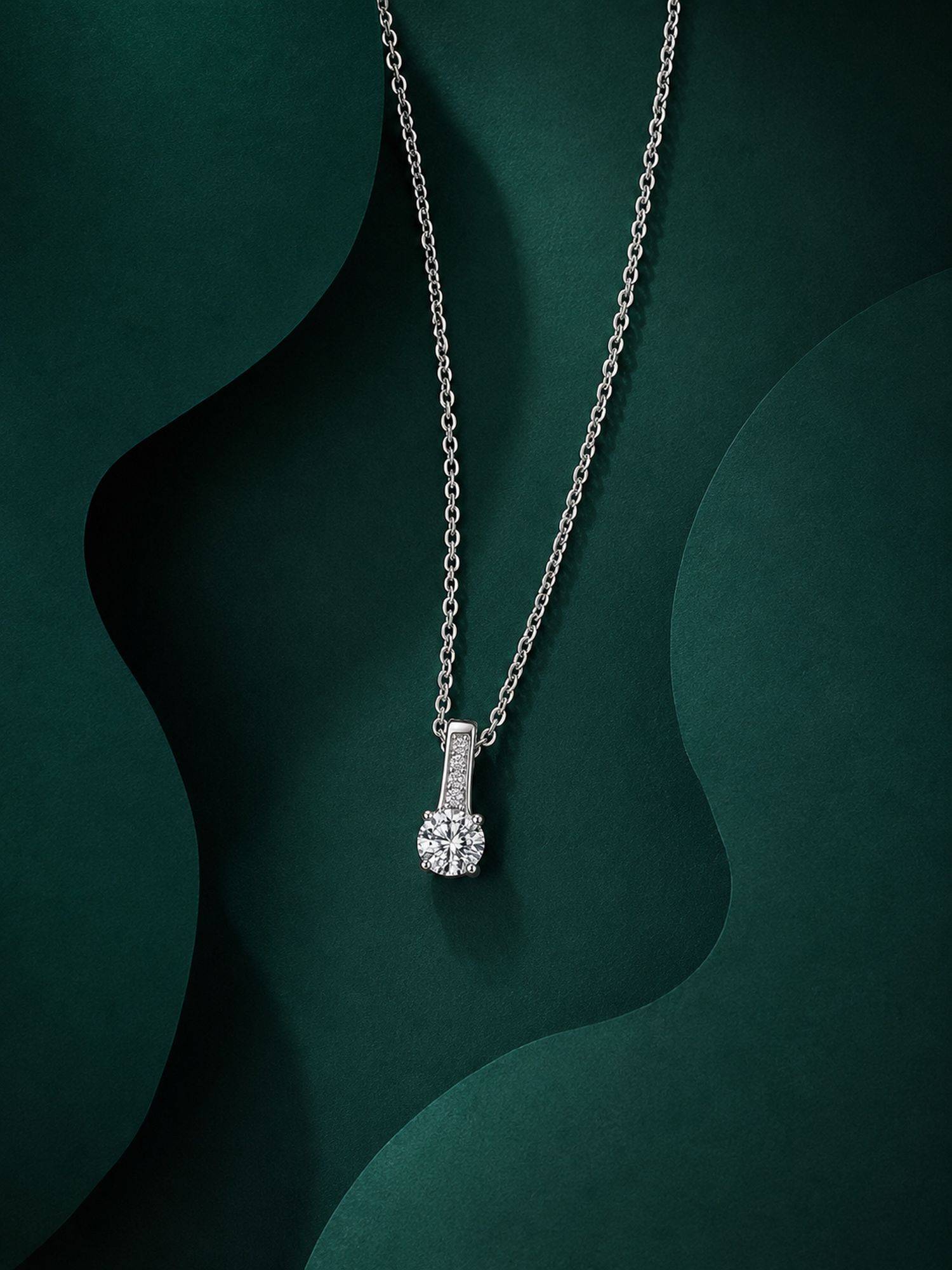 Ornate Jewels 925 Silver 0.5 Carat American Diamond Solitaire Necklace for Women & Girls